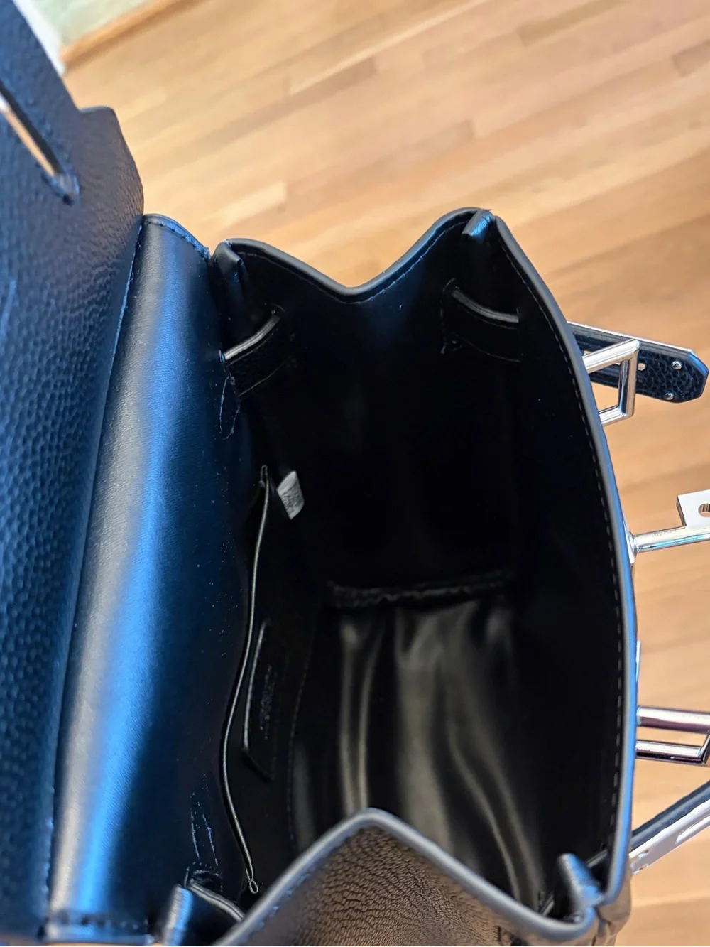 Black Leather Men's HAC Crossbody Bag with Silver Hardware